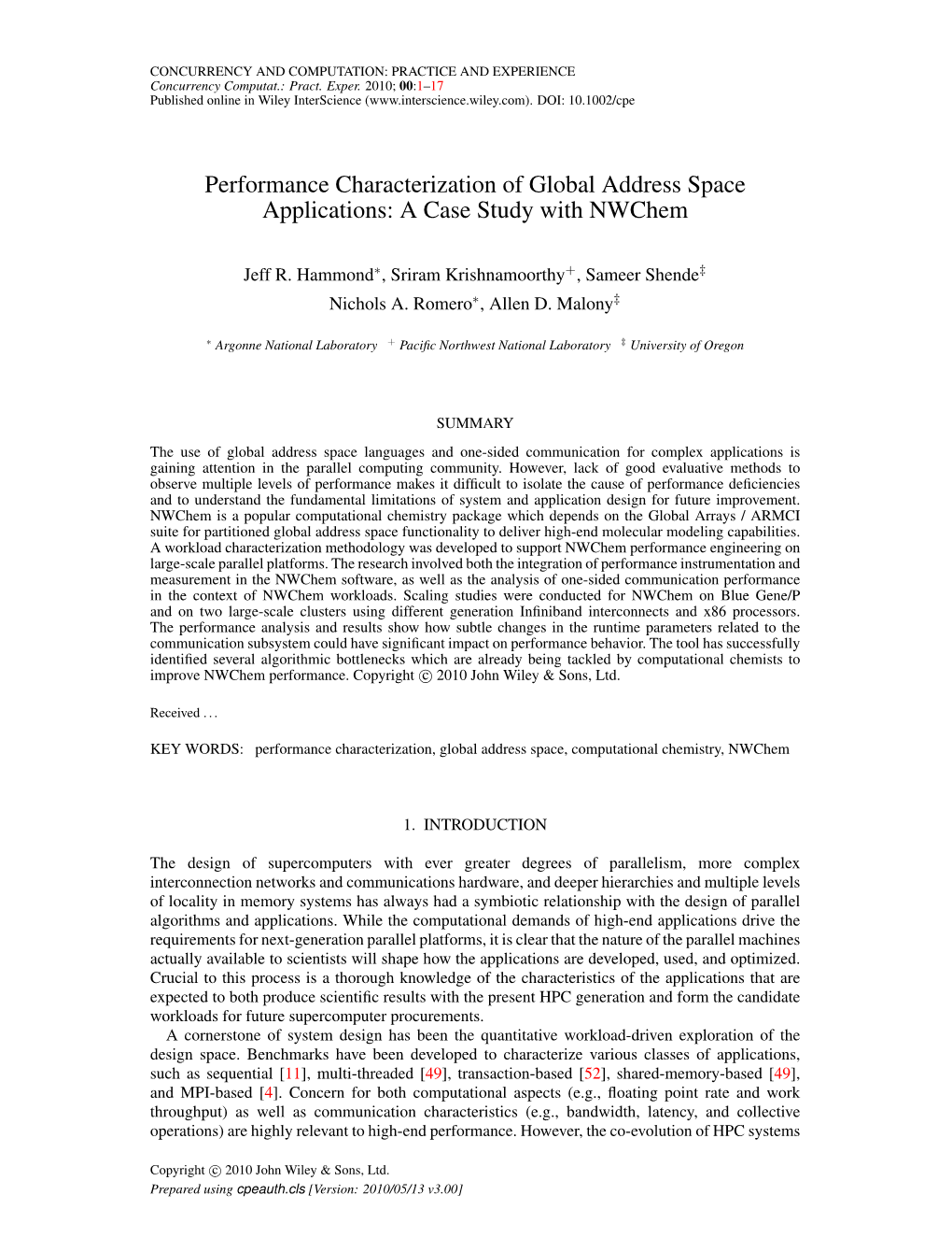 A Case Study with Nwchem