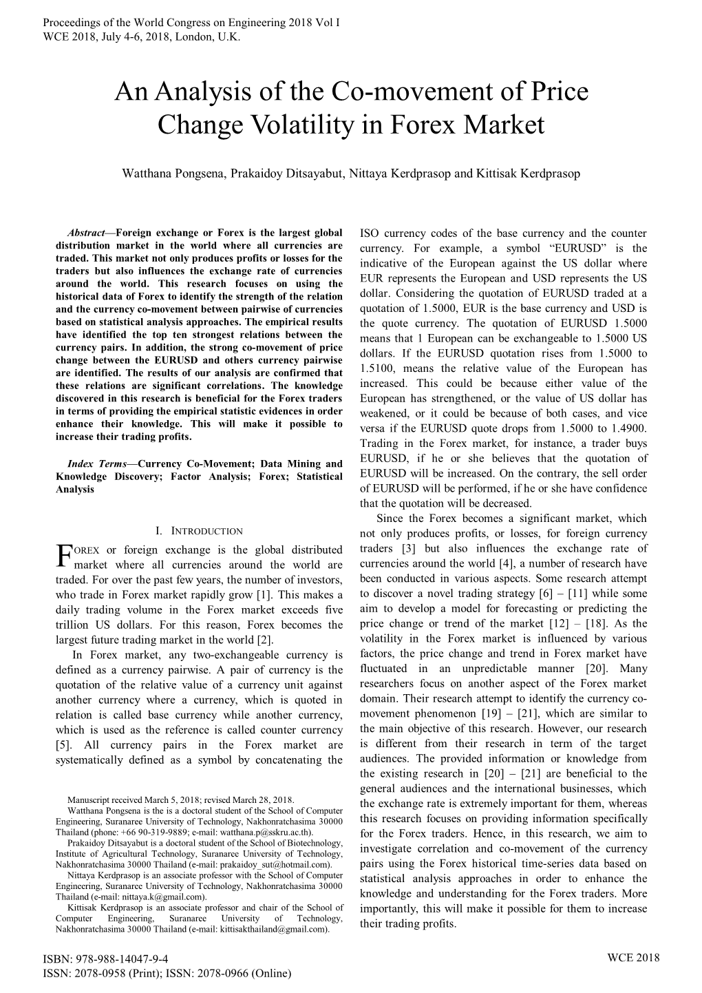 An Analysis of the Co-Movement of Price Change Volatility in Forex Market