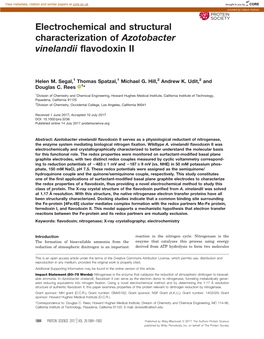 Electrochemical and Structural Characterization of Azotobacter Vinelandii Flavodoxin II