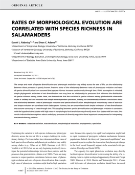 Rates of Morphological Evolution Are Correlated with Species Richness in Salamanders