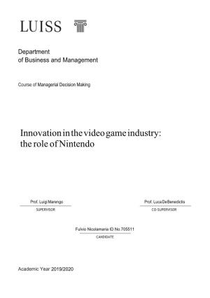 Innovation in the Video Game Industry: the Role of Nintendo