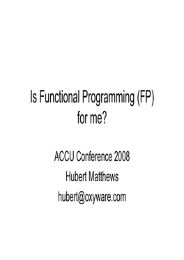 Is Functional Programming (FP) for Me?