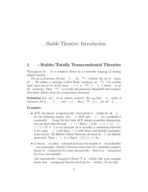 Ω-Stable Theories: Introduction