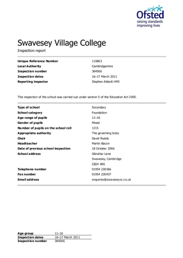Swavesey Village College Inspection Report