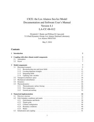 CICE: the Los Alamos Sea Ice Model Documentation and Software User's