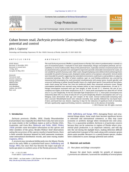 Cuban Brown Snail, Zachrysia Provisoria (Gastropoda): Damage Potential and Control