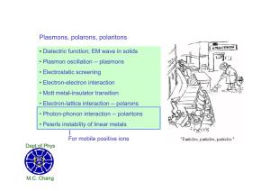 Plasmons, Polarons, Polaritons