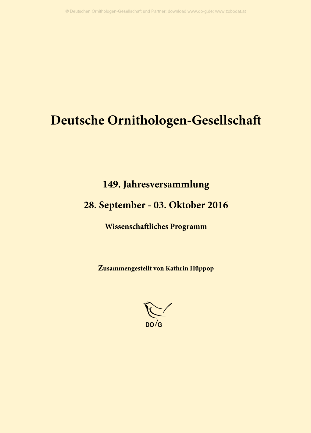 Deutsche Ornithologen-Gesellschaft 149. Jahresversammlung 28. September