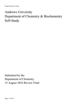 Andrews University Department of Chemistry & Biochemistry Self-Study