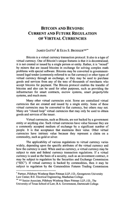 Bitcoin and Beyond: Current and Future Regulation of Virtual Currencies