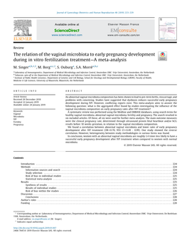 The Relation of the Vaginal Microbiota to Early Pregnancy Development