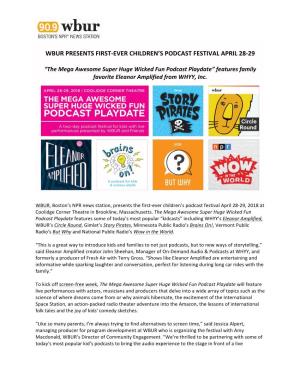Wbur Presents First-Ever Children's Podcast Festival
