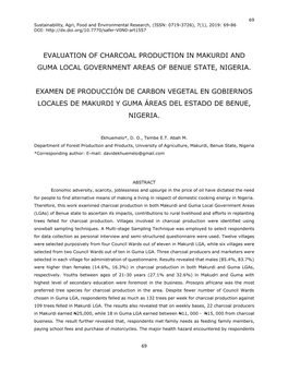 Evaluation of Charcoal Production in Makurdi and Guma Local Government Areas of Benue State, Nigeria