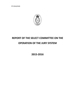 Report of the Select Committee on the Operation of the Jury System 2015-2016