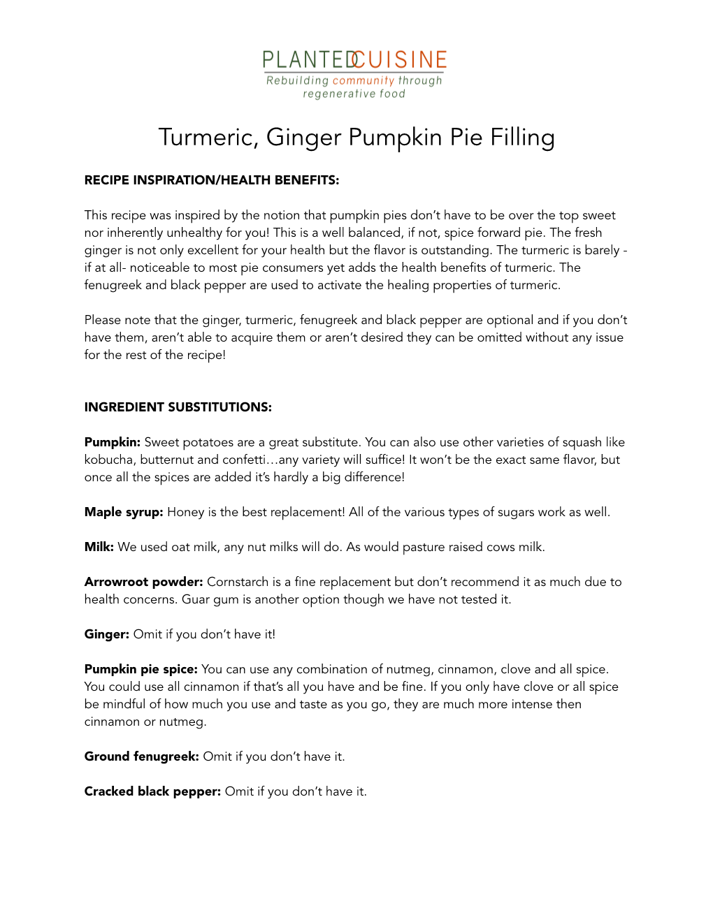 Tumeric & Ginger PP Filling Subs & Benefits