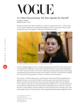 In a New Documentary, Pat Steir Speaks for Herself by MARLEY MARIUS Published: June 12, 2020