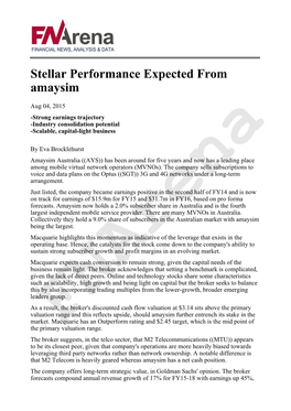 Stellar Performance Expected from Amaysim