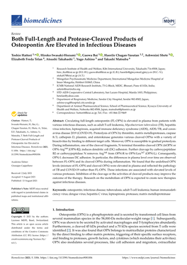 Both Full-Length and Protease-Cleaved Products of Osteopontin Are Elevated in Infectious Diseases
