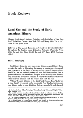 Land Use and the Study of Early American History