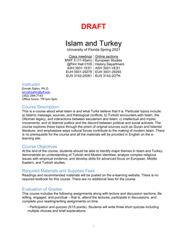 Islam and Turkey University of Florida Spring 2021