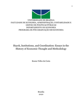 Hayek, Institutions, and Coordination: Essays in the History of Economic Thought and Methodology