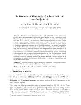 Differences of Harmonic Numbers and the Abc-Conjecture