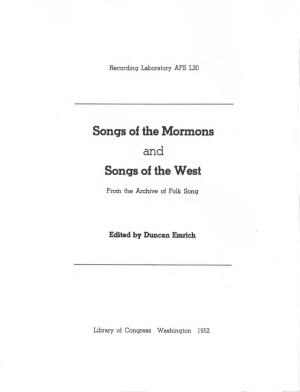 Songs of the Mormons and Songs of the West AFS L 30