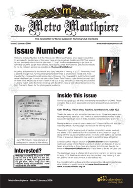 Issue Number 2 Welcome to Issue Number 2 of the “New Look” Metro Mouthpiece