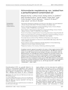 Achromobacter Marplatensis Sp. Nov., Isolated from a Pentachlorophenol-Contaminated Soil