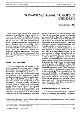 Non-Wilms Renal Cell Tumors in Children