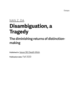 Disambiguation, a Tragedy