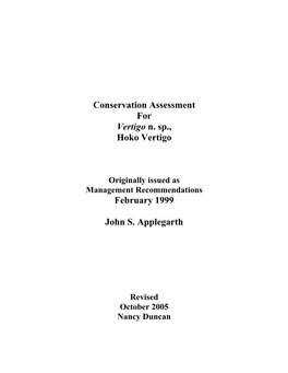 Vertigo N. Sp. Conservation Assessment