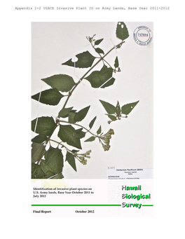Appendix 1-2 USACE Invasive Plant ID on Army Lands, Base Year 2011
