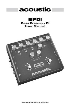 Bass Preamp + DI User Manual