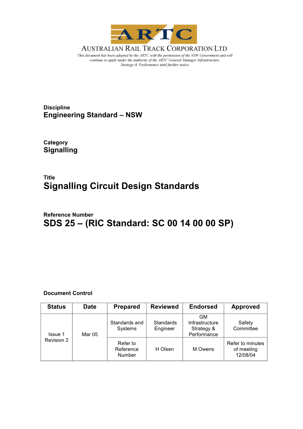 Signalling Circuit Design Standards SDS 25