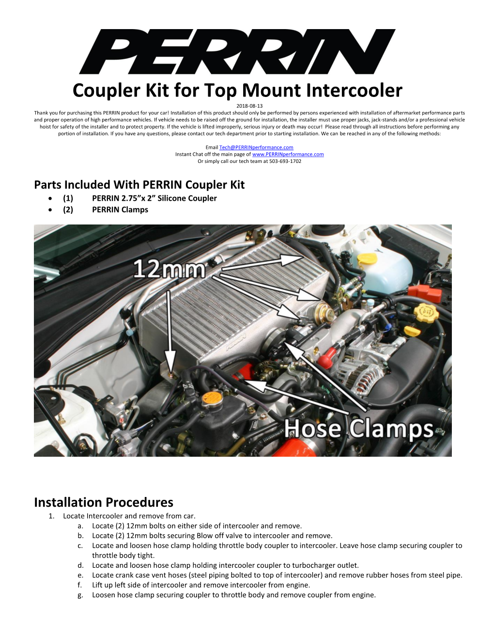 Coupler Kit for Top Mount Intercooler