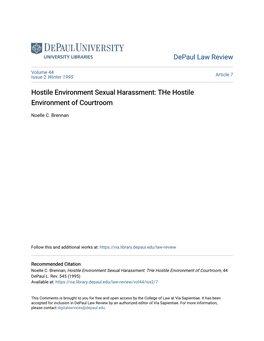 Hostile Environment Sexual Harassment: the Hostile Environment of Courtroom