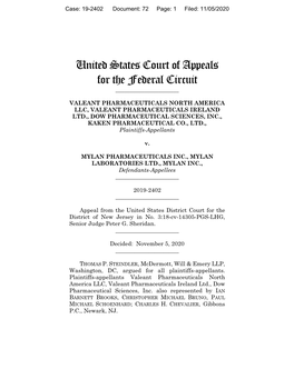 Valeant Pharms. N. Am. LLC V. Mylan Pharms. Inc., No