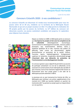 Concours Créactifs 2020 : À Vos Candidatures !
