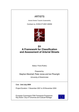 A Framework for Classification and Assessment of Arterial Streets