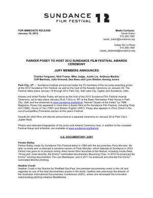 Parker Posey to Host 2012 Sundance Film Festival Awards Ceremony