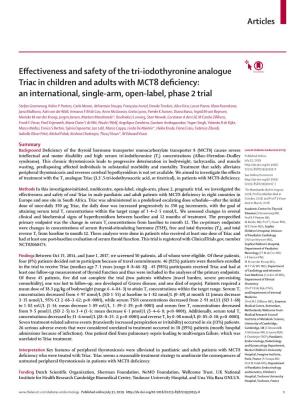 Effectiveness and Safety of the Tri-Iodothyronine Analogue Triac in Children and Adults with MCT8 Deficiency: an International, Single-Arm, Open-Label, Phase 2 Trial