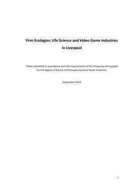 Firm Ecologies: Life Science and Video Game Industries in Liverpool