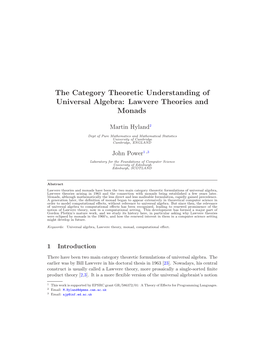 The Category Theoretic Understanding of Universal Algebra: Lawvere Theories and Monads