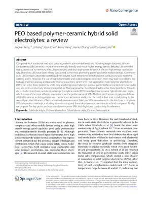 PEO Based Polymer-Ceramic Hybrid Solid Electrolytes: a Review