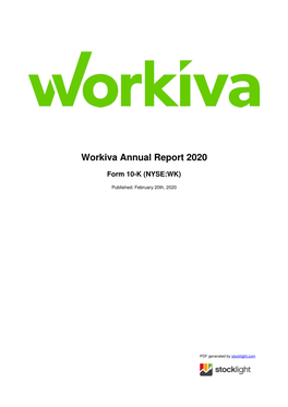 Workiva Annual Report 2020