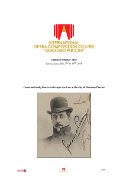 International Opera Composition Course Giacomo Puccini Summer