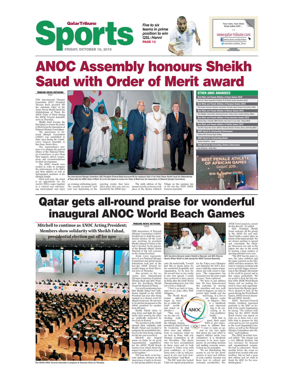 ANOC Assembly Honours Sheikh Saud with Order of Merit Award