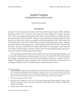Angelos Tanagras an Experiment to Test Survival