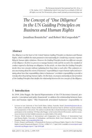Due Diligence’ in the UN Guiding Principles on Business and Human Rights